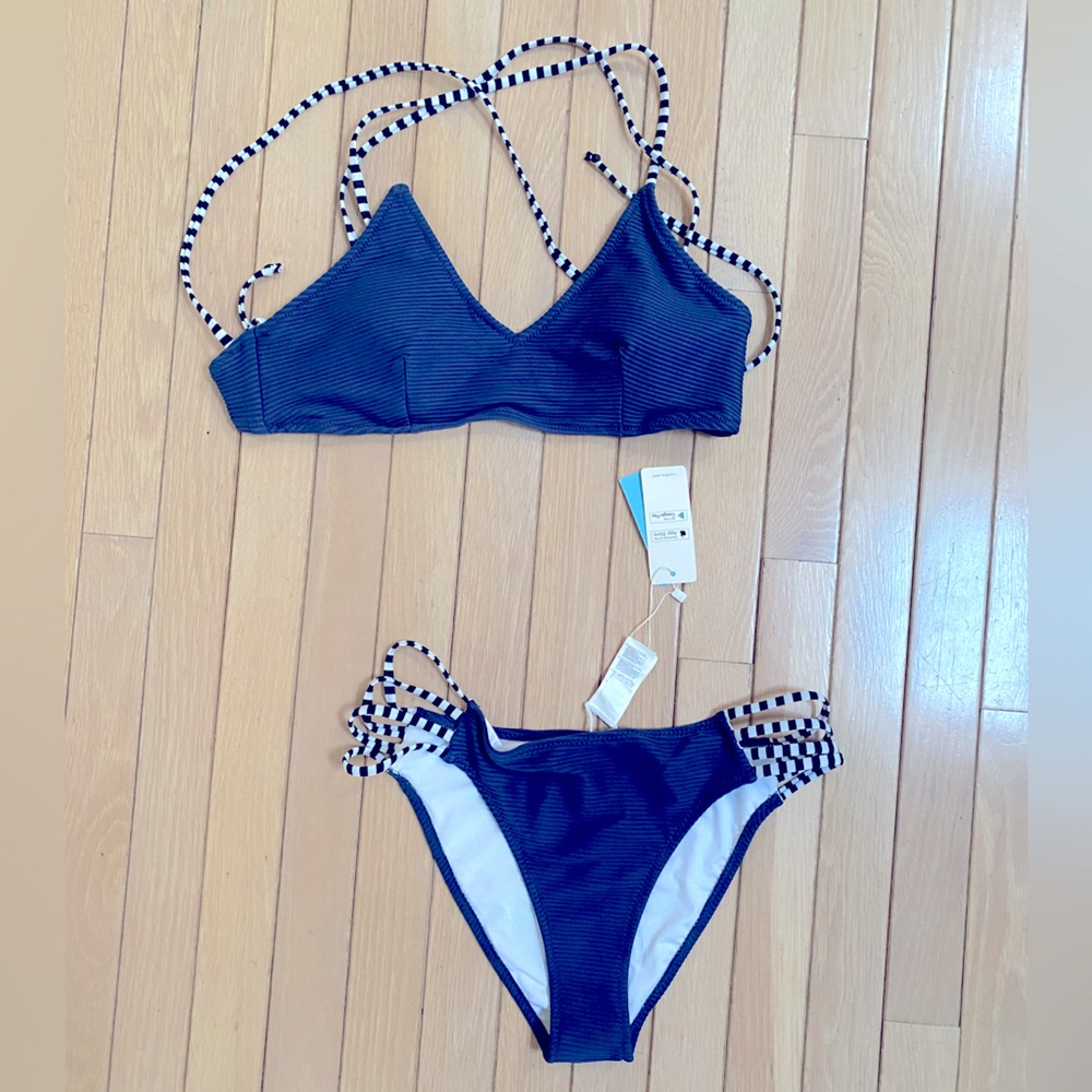 Navy and white bikini